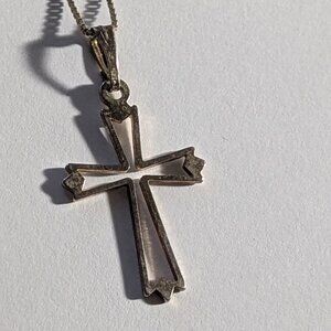 Necklace Catholic Christian Crucifix Cross Sterling Silver 16" Box Chain 3.2gr